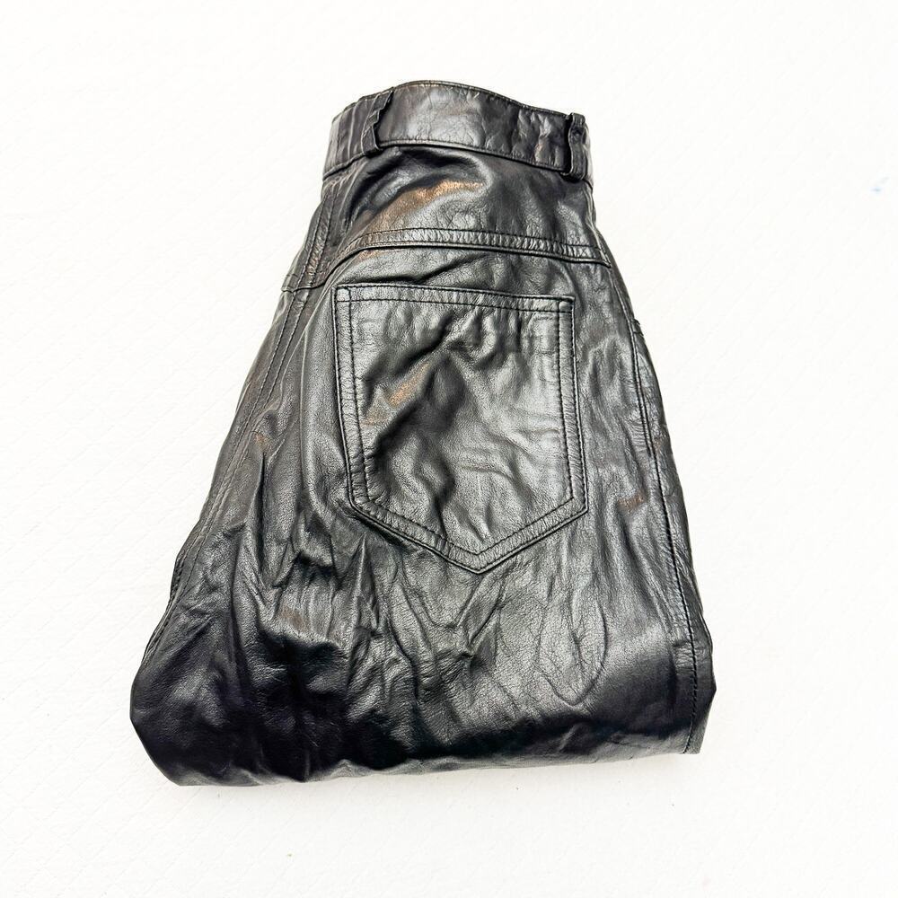 Pia Rucci Black Patent Leather Straight Leg Jeans Size 4